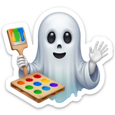Ghost holding paint pallet  sticker