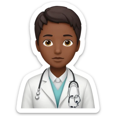 androgynous dark tone skin physician, NO stethoscope around neck sticker