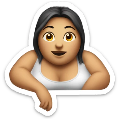 Extremely chubby woman sitting in the truck bed of a 2006 sliverado  sticker