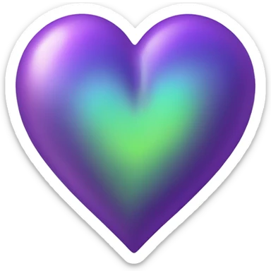 purple and green iridescent heart sticker