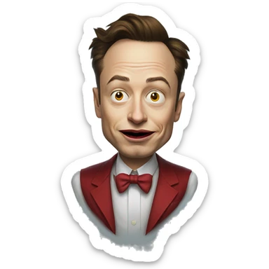 elon musk with angry dressed as clown sticker