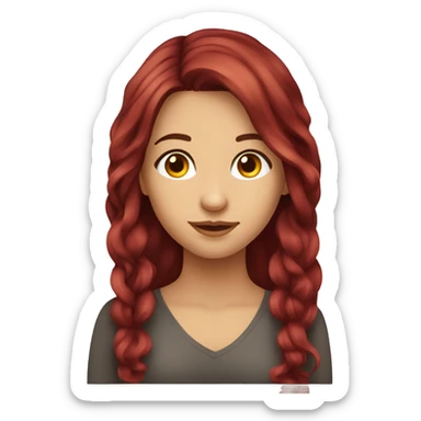 Beautiful burgundy haired girl with long hair sticker