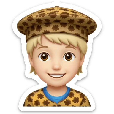 print hat with kid sticker