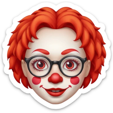 female clown with eyeglasses sticker