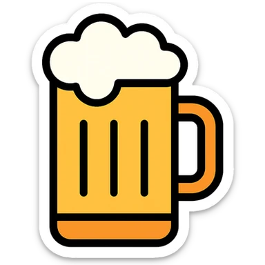 beer mug, simple and bold color outline icon style sticker