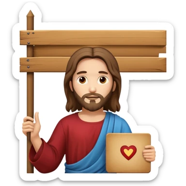 Jésus avec une pancarte dans ses mains dans ses mains sticker