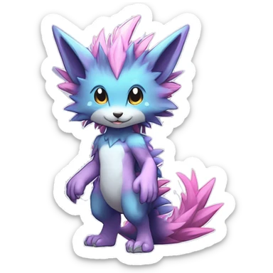 Anthro Scalie Spiky Cool Edgy Magical Shiny Colorful Pastel Sparkle Kemono-style Chibi Fantasy-Animal-Fakémon-Pokémon-Hybrid Fur Sona Aesthetic Full Body sticker