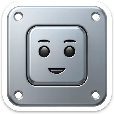 A futuristic microchip emoji made of polished silver chrome, minimal circuit details, smooth metallic surface, soft lighting, iOS emoji style, centered, clean white background sticker