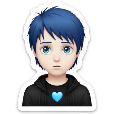 emo boy with black heart blue eyes sticker
