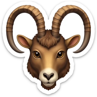 alpine ibex face with straight horns sticker