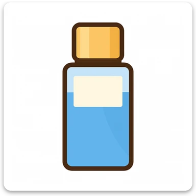 Create a cute and simplified emoji-style illustration of the Victoria's Secret Rush perfume bottle. Keep the blue bottle, gold cap, and overall shape recognizable with a clean and minimal emoji look. No text needed. sticker