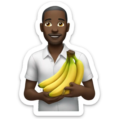african man holding a bunch of bananas sticker