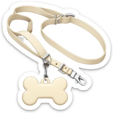 A cream collar and bone tag and a cream lead sticker