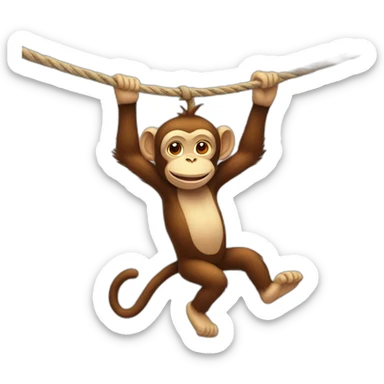 Monkey hanging on a rope sticker