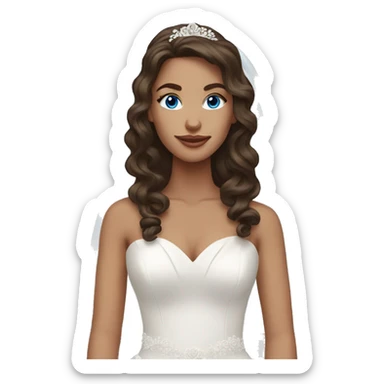 Brunette wavy hair bride with blue eyes sticker