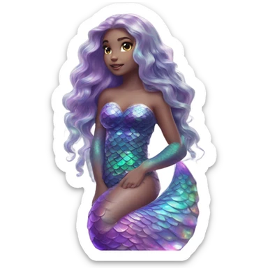 mermaid, model, magical, iridescent, mystical, shiny, holographic, highlights, scales  sticker