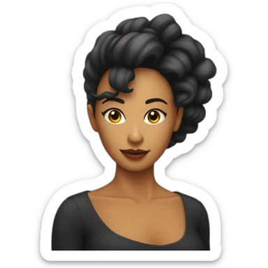 Crevette avec une tête féminine au cheveux noir long sticker