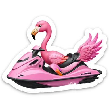 Flamingo riding a jetski sticker