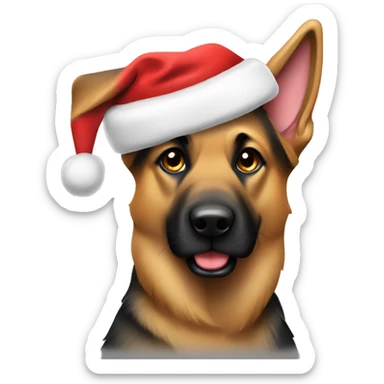 German Shepard wearing Santa hat  sticker