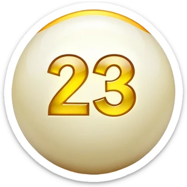 golden billiard ball with the number 23 in a glowing neon style sticker