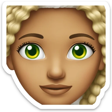 Mixed Young Beautiful Girl With Green Eyes On Holiday sticker