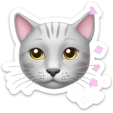 Grey cat with pale pink confetti sticker