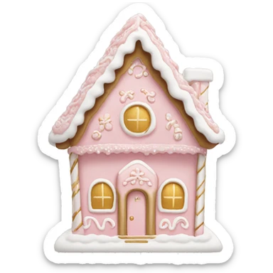 light pink and gold and white gingerbread house sticker