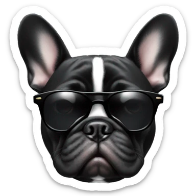 black french bulldog with sunglasses sticker
