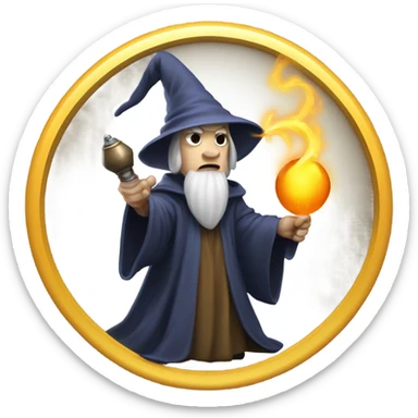 wizard holding a bomb sticker