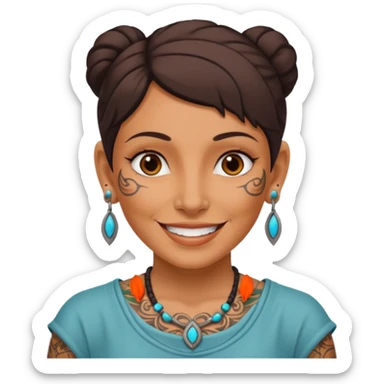 ancient woman with tatooed and blank ear sticker