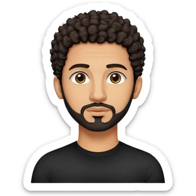 Egyptian tech bro with dark, short-ish curly hair, dark eyes, and goatee on chin. And black shirt with no color on it. redo. No beard. Goatee only. sticker