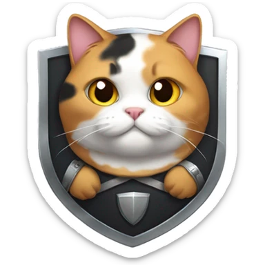 Fat calico cat with a shield  sticker