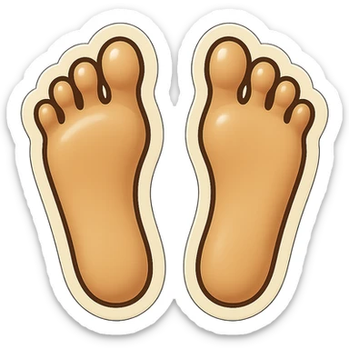Remake these emoji feet soles in the same pose and style as the reference. Use beige color with less pink, no toenails, no symbols, no red or yellow details. Make them anatomically correct. This is variation 4. sticker