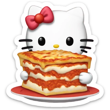 hello kitty eating lasagna and saying mondays sticker