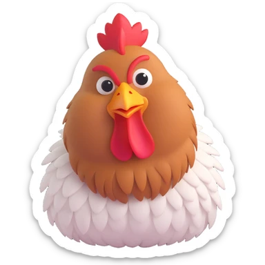 cute hen with fluffy feathers, winking sticker