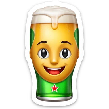 Cinematic Realistic Heineken Pop Culture Emoji, showcasing an iconic beer moment rendered with crisp textures and vibrant, energetic lighting. sticker