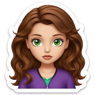Bratz girl green eyes brown wavy hair sticker