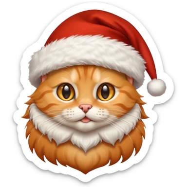 Light orange tabby kitty in a Santa hat sticker