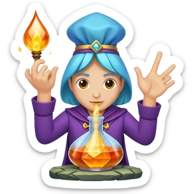 potion maker snapping fingers crystal spark idea sticker