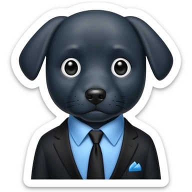 black dog with black tie,blue shirt sticker