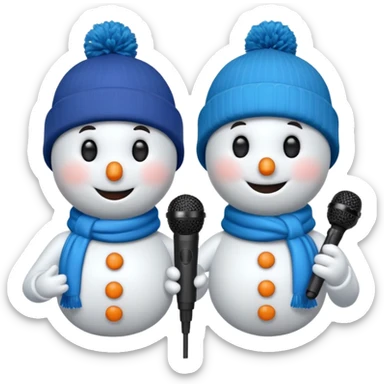 snowmen with microphone with winter cap sticker