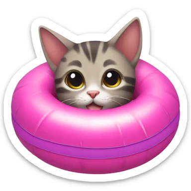 Kitten floating on inner tube in summer sticker