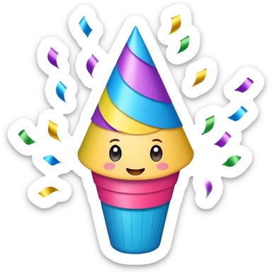 adorable party popper, bright and playful, confetti explosion sticker