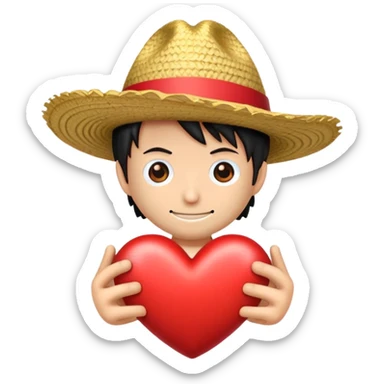 Crea un emoji de un corazón con el sombrero de luffy sticker