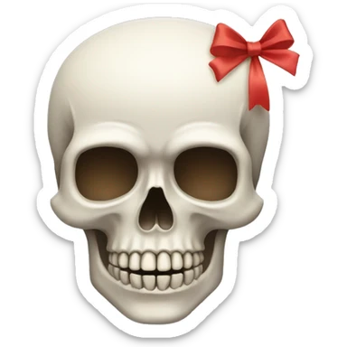 skull emoji with a bow on its head sticker