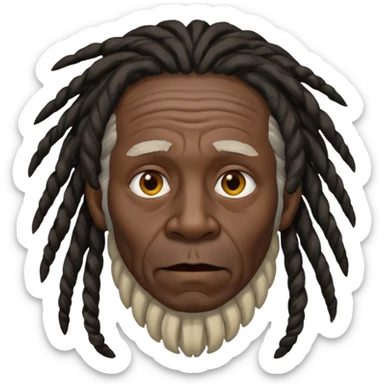 old man with dreadlocks and black skin sticker