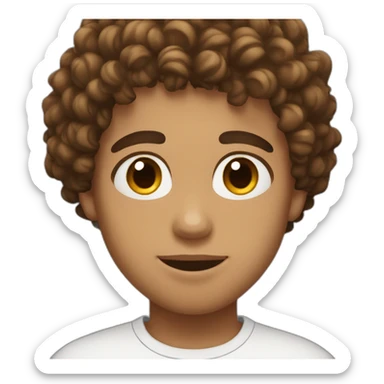 Lightskin boy with curly brown hair on the to of his head sticker
