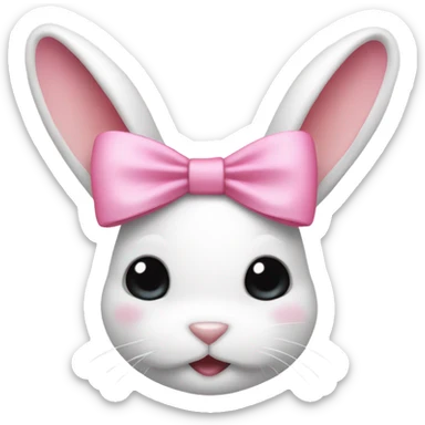 coquette pink bow on a white bunny  sticker