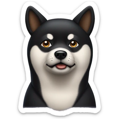 black shiba inu dog looking worried sticker