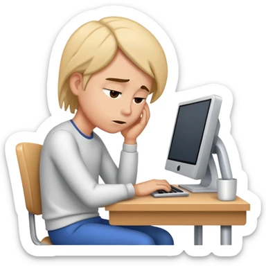 meme of tired person at computer  sticker